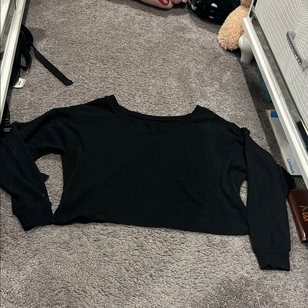 Chic Black Ribbed Knit Sweater